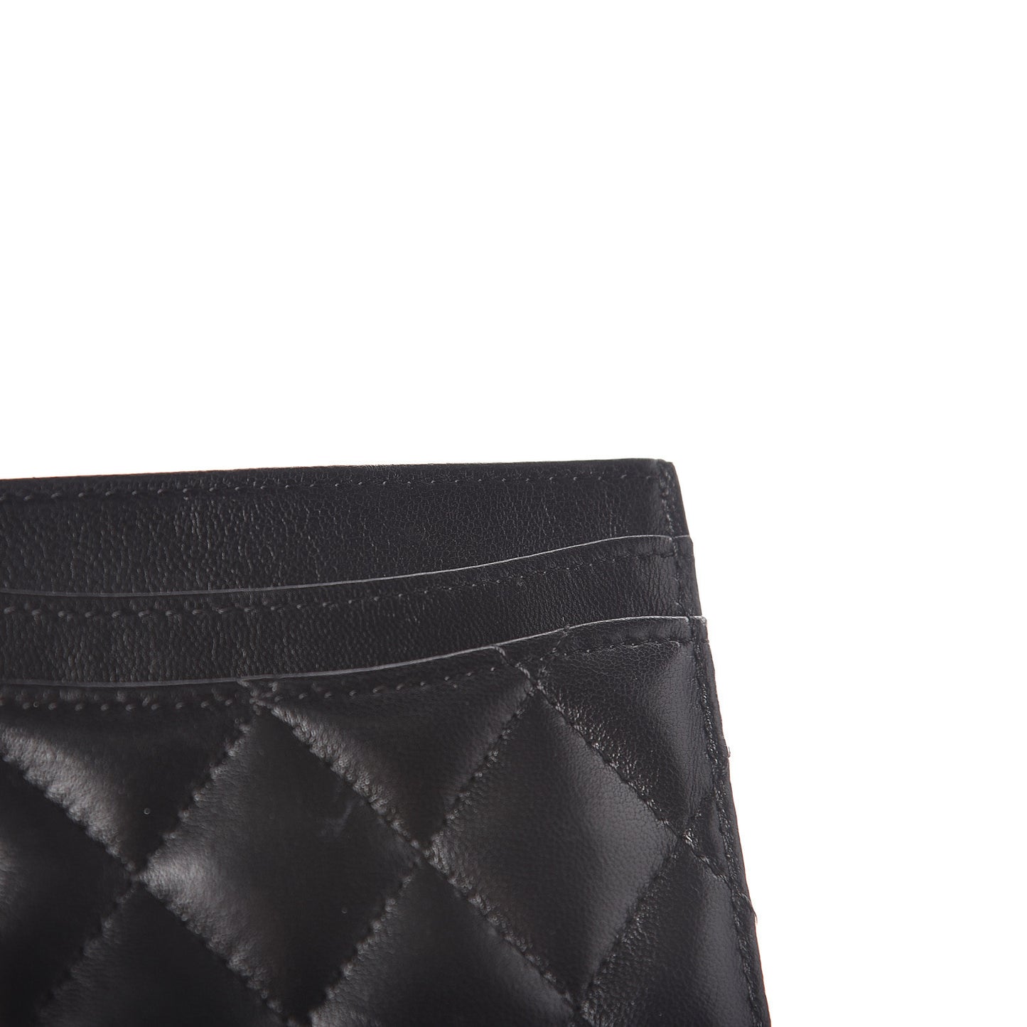 Lambskin Quilted Card Holder Black