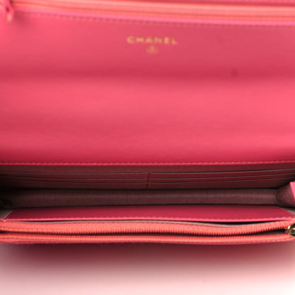 Chanel Wool Tweed Lambskin Quilted Chanel 19 Wallet On Chain WOC Coral Pink 5 of 10