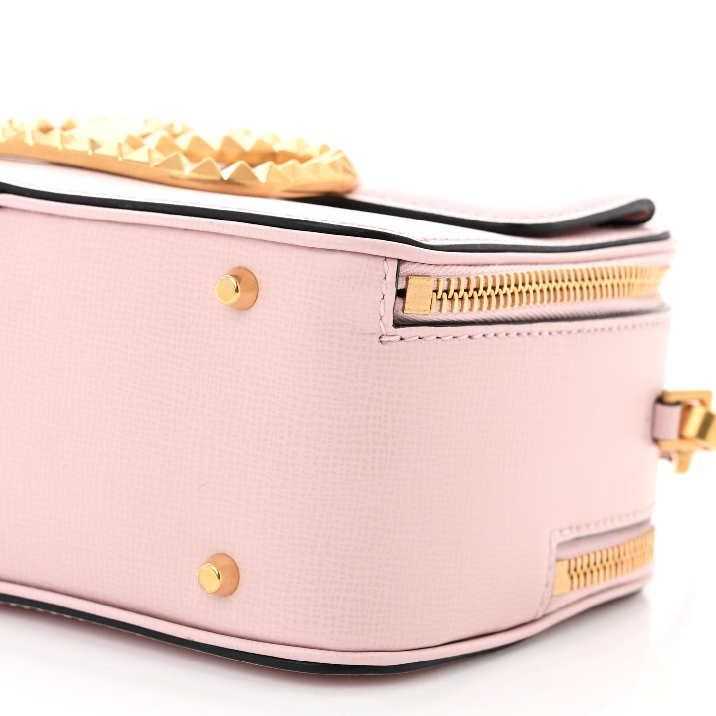 Grainy Calfskin Rockstud Alcove Top-Handle Crossbody Bag Rose Quartz