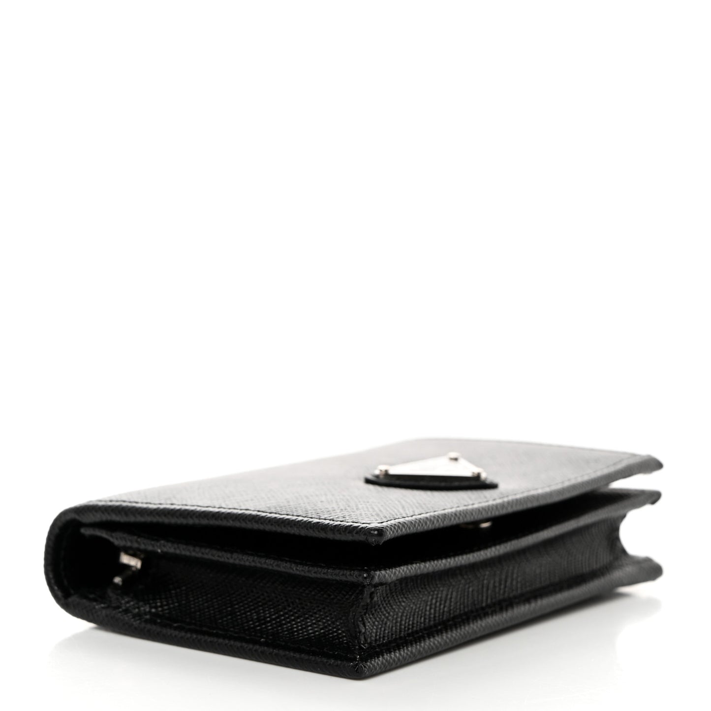 Saffiano Triangle Bi-Fold Card Holder Wallet Black