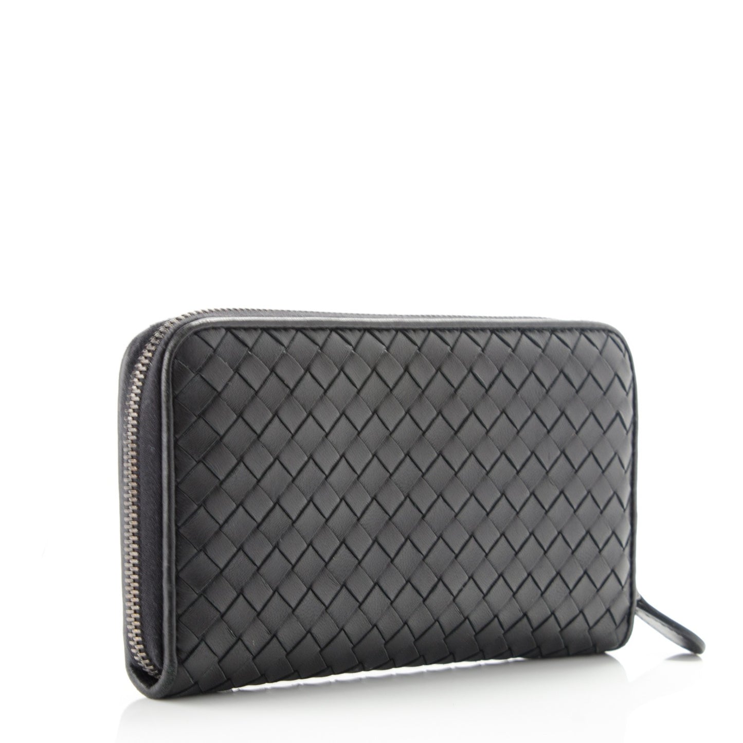 Nappa Intrecciato Zip Around Wallet Black