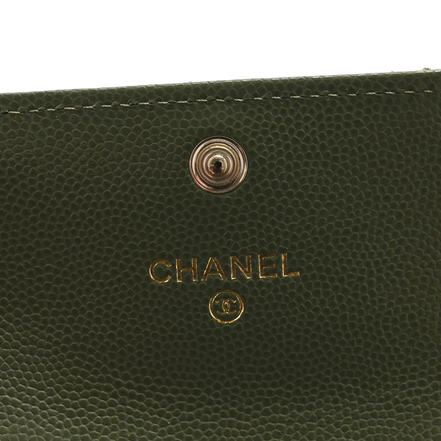 Chanel Caviar Quilted CC Glitter Flap Card Holder Khaki 6 of 9