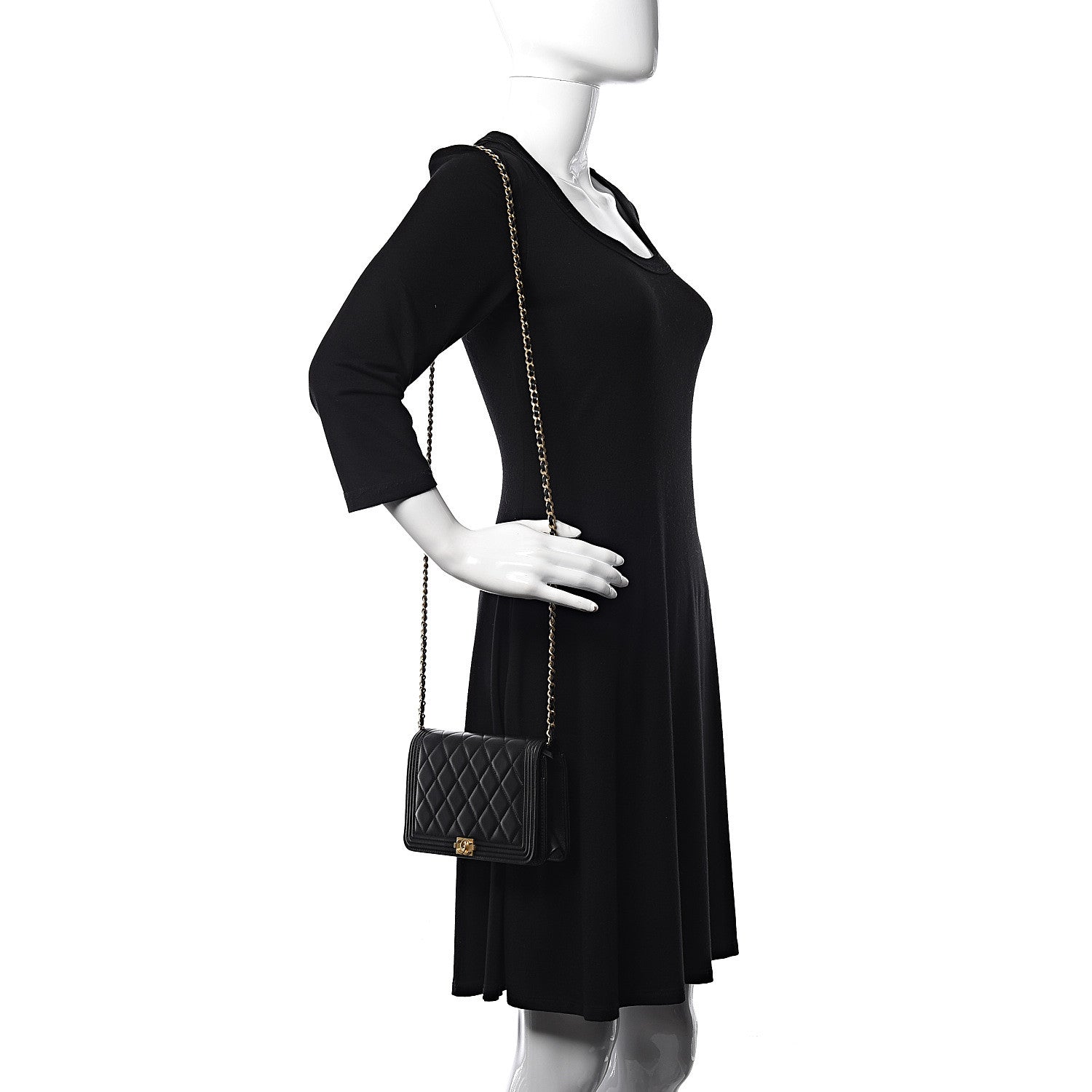 Chanel Lambskin Quilted Boy Wallet On Chain WOC Black 2 of 14