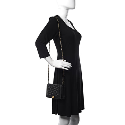 Chanel Lambskin Quilted Boy Wallet On Chain WOC Black 2 of 14