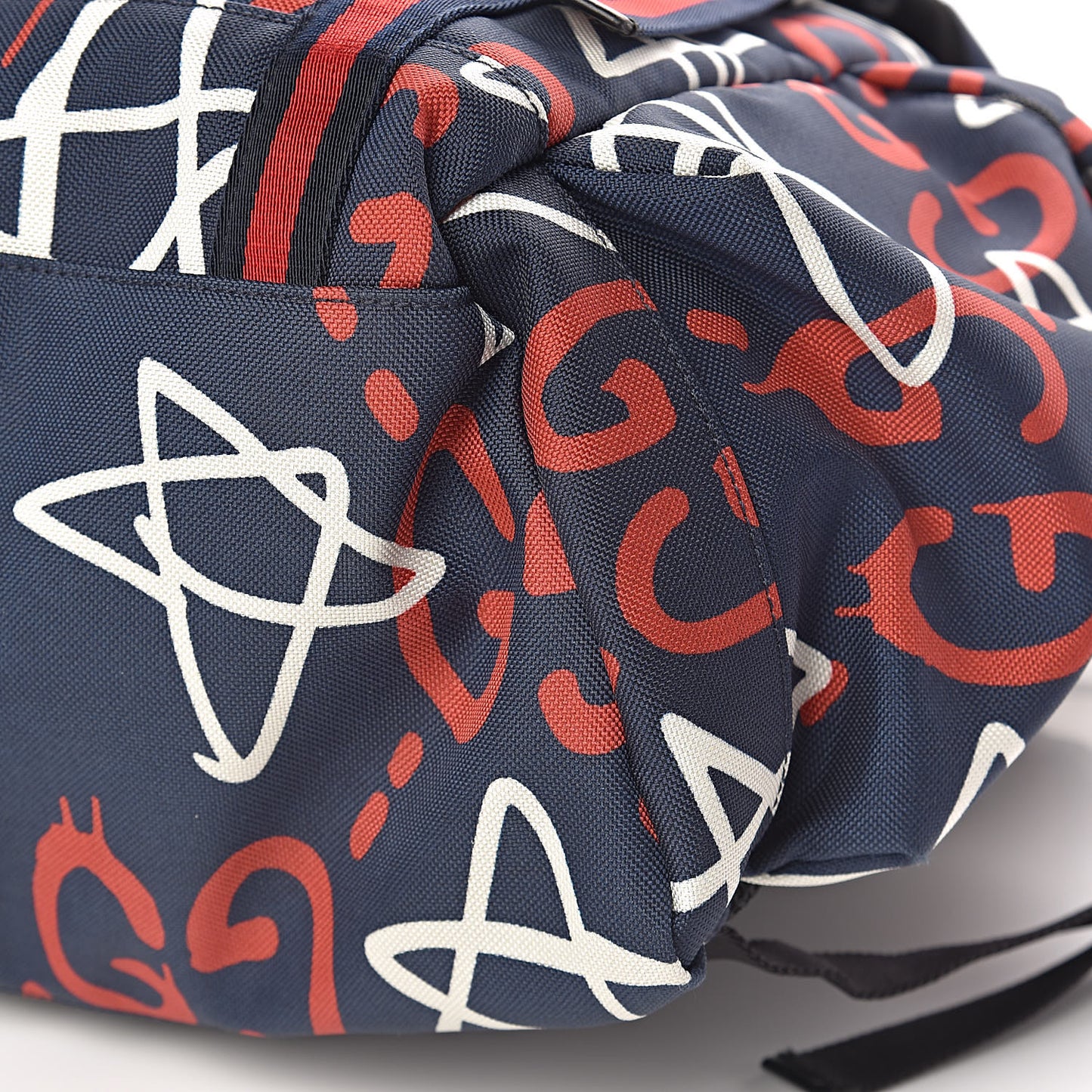 Techno Canvas GucciGhost Double Buckle Backpack Blue Agata Hibiscus Red