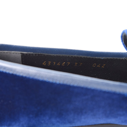 Gucci Velvet Horsebit Womens Jordaan Loafers 37 Blue Cobalt 9 of 10