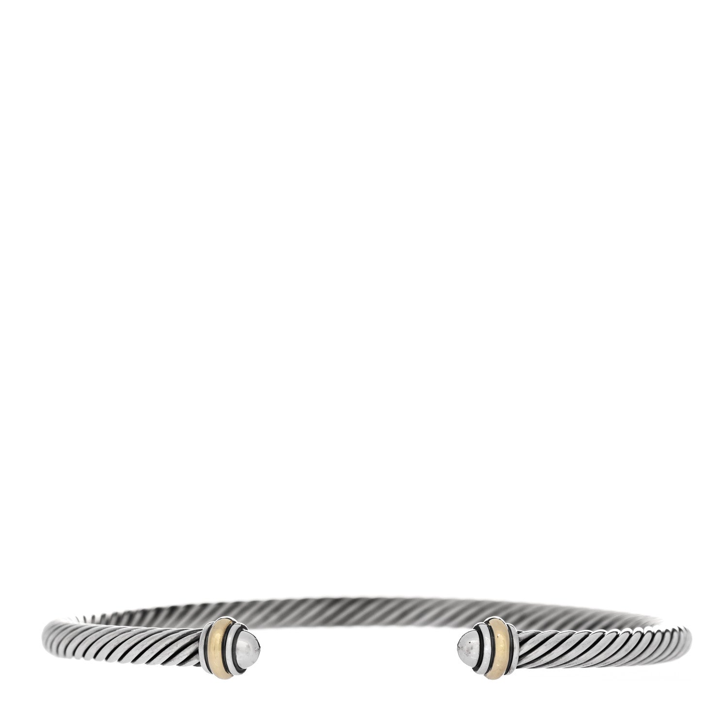 David Yurman Sterling Silver 18K Yellow Gold 4mm Cable Classics Bracelet 1 of 4