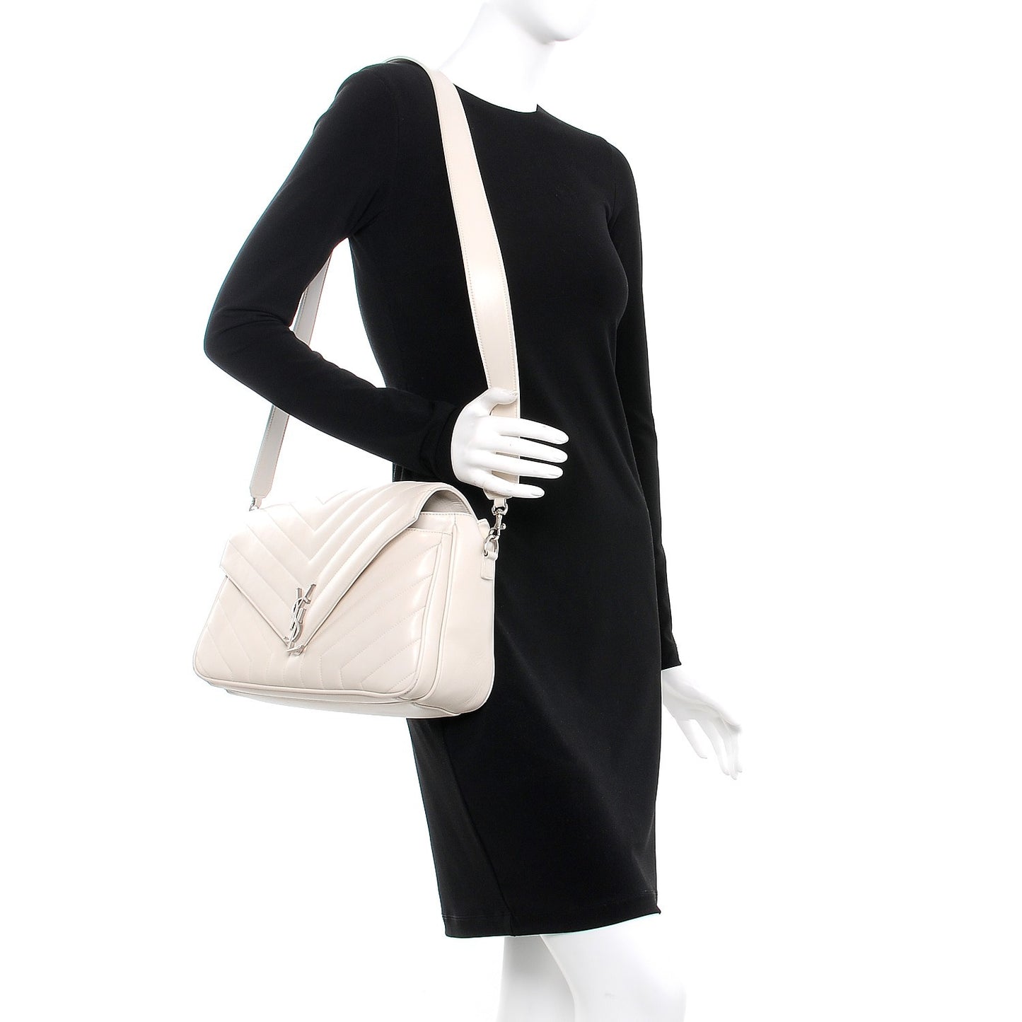 Calfskin Y Quilted Monogram Loulou Shoulder Bag Porcellana