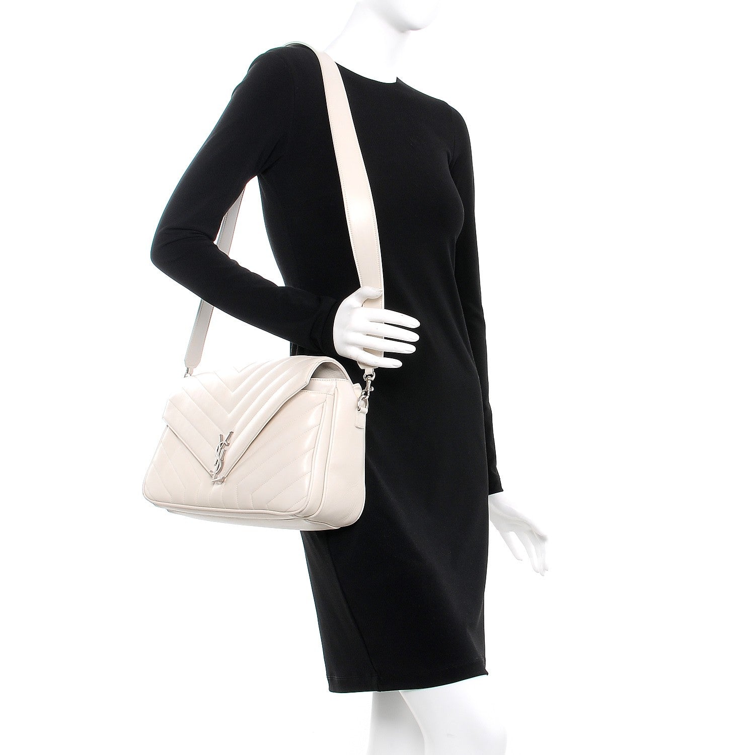 Saint Laurent Calfskin Y Quilted Monogram Loulou Shoulder Bag Porcellana 2 of 15