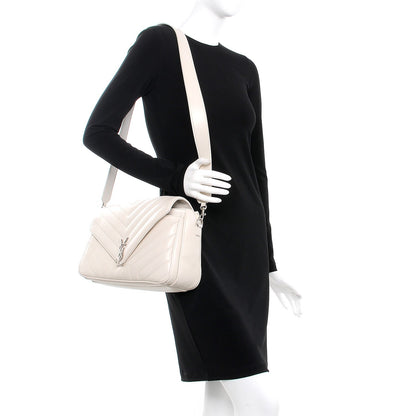 Saint Laurent Calfskin Y Quilted Monogram Loulou Shoulder Bag Porcellana 2 of 15