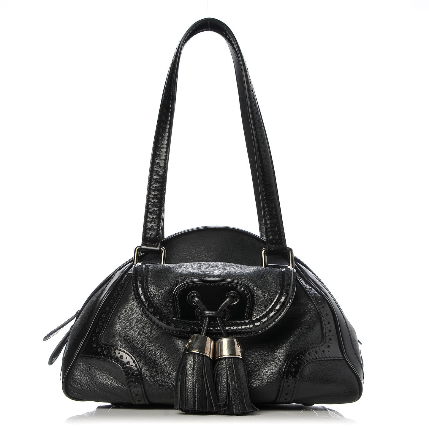 Goatskin Tassel Shoulder Bag Black