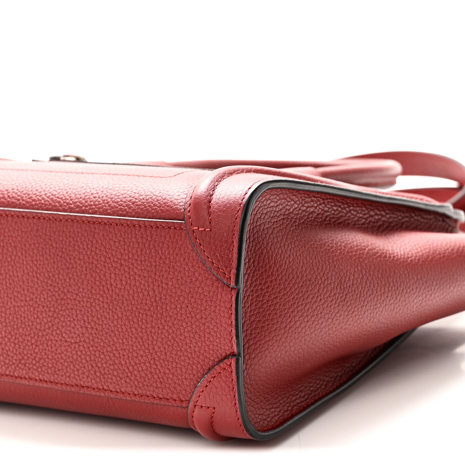 Celine Drummed Calfskin Nano Luggage Merlot 9 of 9