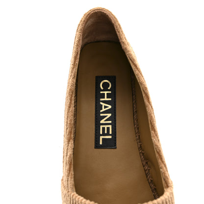 Chanel Corduroy Grosgrain Cap Toe CC Espadrille Flats 38 Dark Beige Black 7 of 10