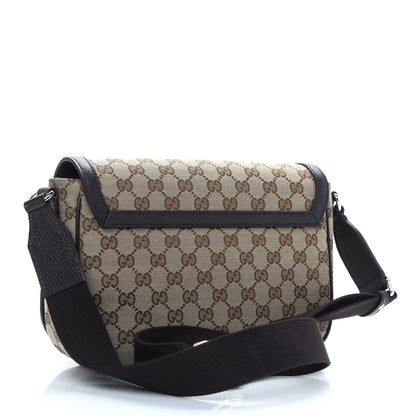 Gucci Monogram Flap Messenger Bag Beige Dark Brown 2 of 9
