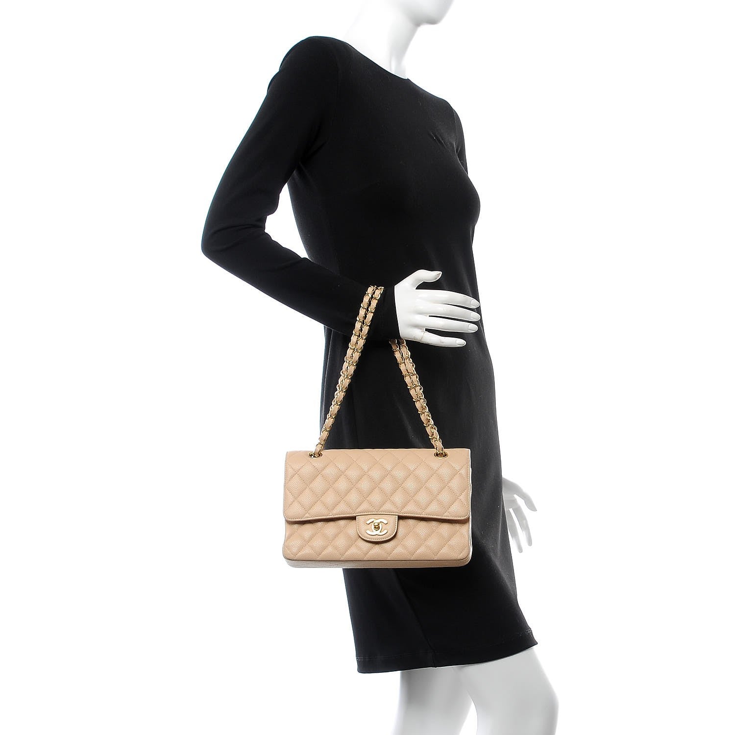 Chanel Caviar Quilted Medium Double Flap Beige Clair 3 of 8
