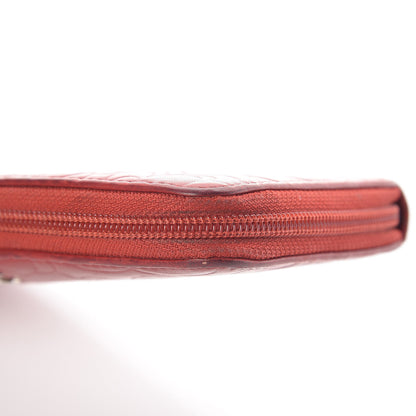 Chanel Lambskin Camellia Embossed Zip Around Large Gusset Wallet Red 13 of 14