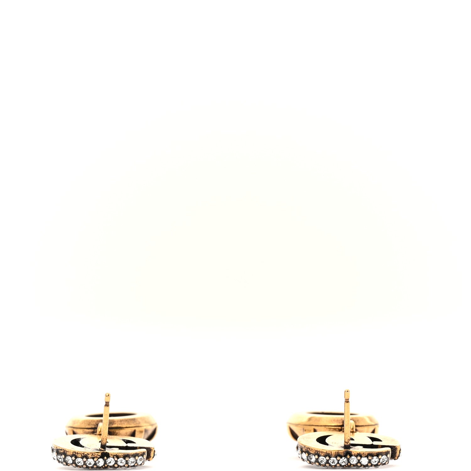 Gucci Crystal Double G Earrings Black Aged Gold 3 of 6
