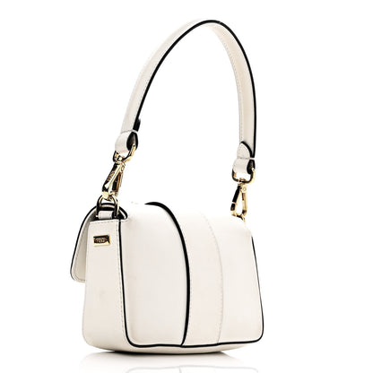 Fendi X VERSACE Vitello Seta Fendace Mini Brooch Baguette White Ice 3 of 15