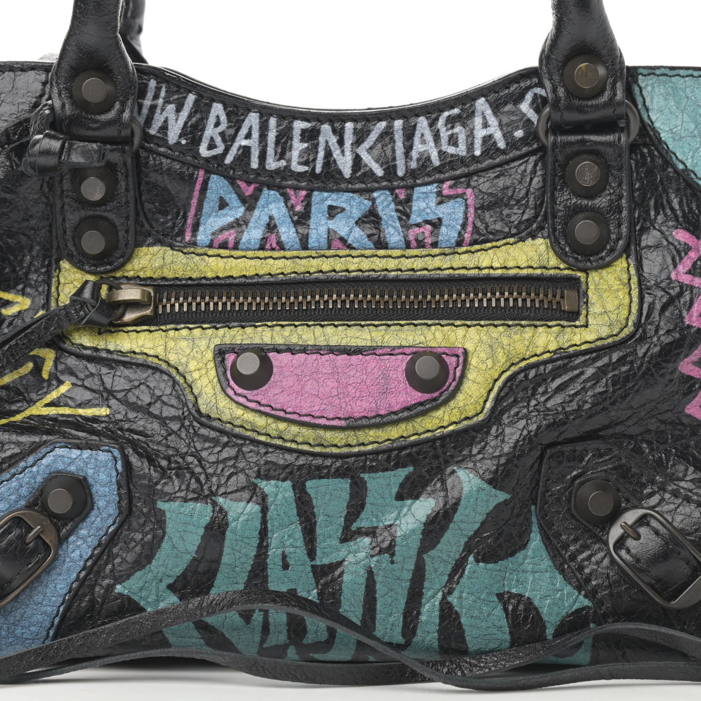Agneau Arena Graffiti All Over Classic Hardware Mini City Black Multicolor