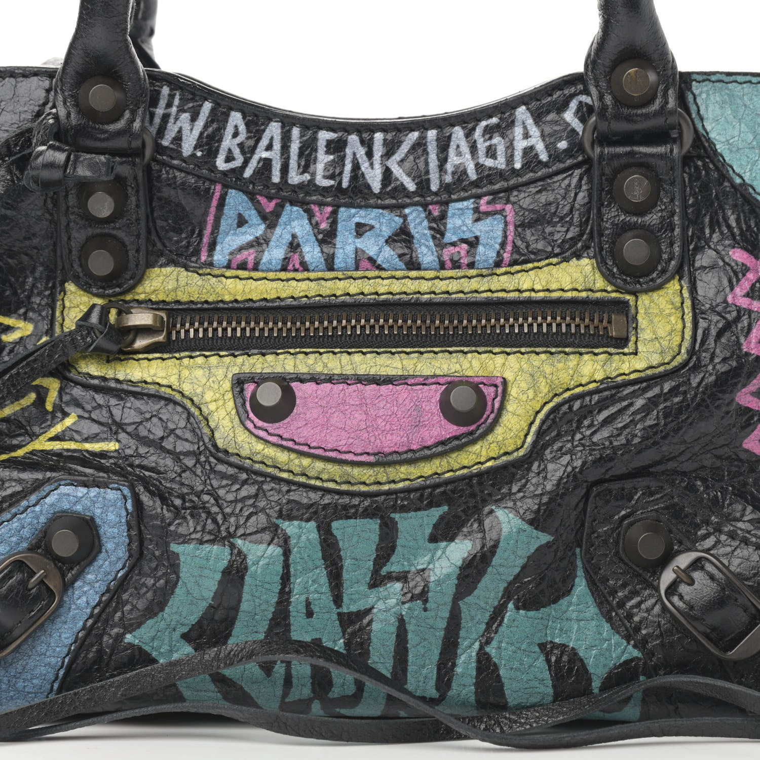Balenciaga Agneau Arena Graffiti All Over Classic Hardware Mini City Black Multicolor 9 of 11