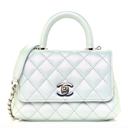 Chanel Iridescent Caviar Quilted Extra Mini Coco Handle Flap Light Blue 1 of 14