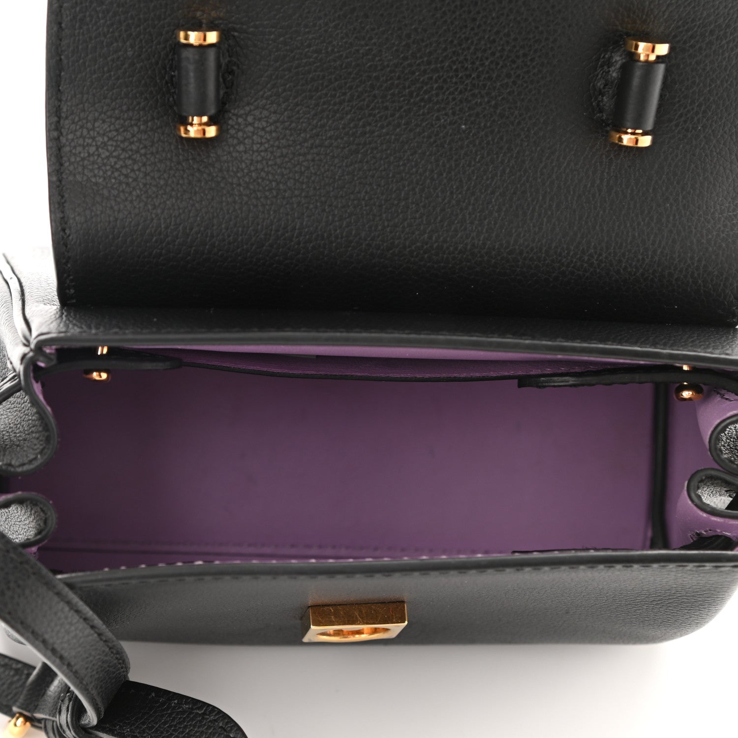 Versace Grained Calfskin Small La Medusa Top Handle Bag Black Lilac 5 of 9