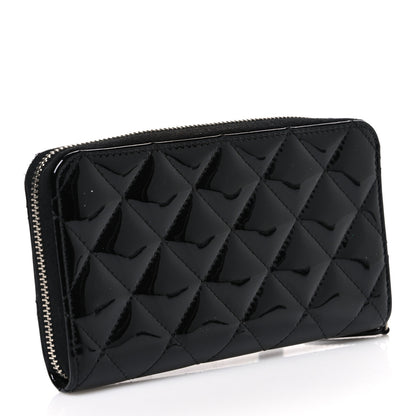 Chanel Patent Quilted Small Zip Around Wallet Black 3 of 9