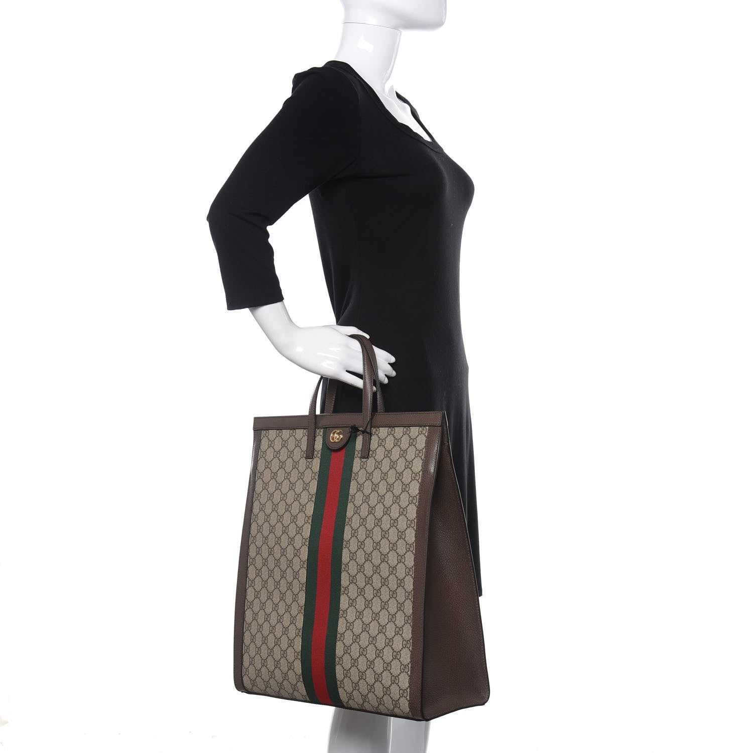 Gucci GG Supreme Monogram Web Ophidia Vertical Tote Brown 2 of 10