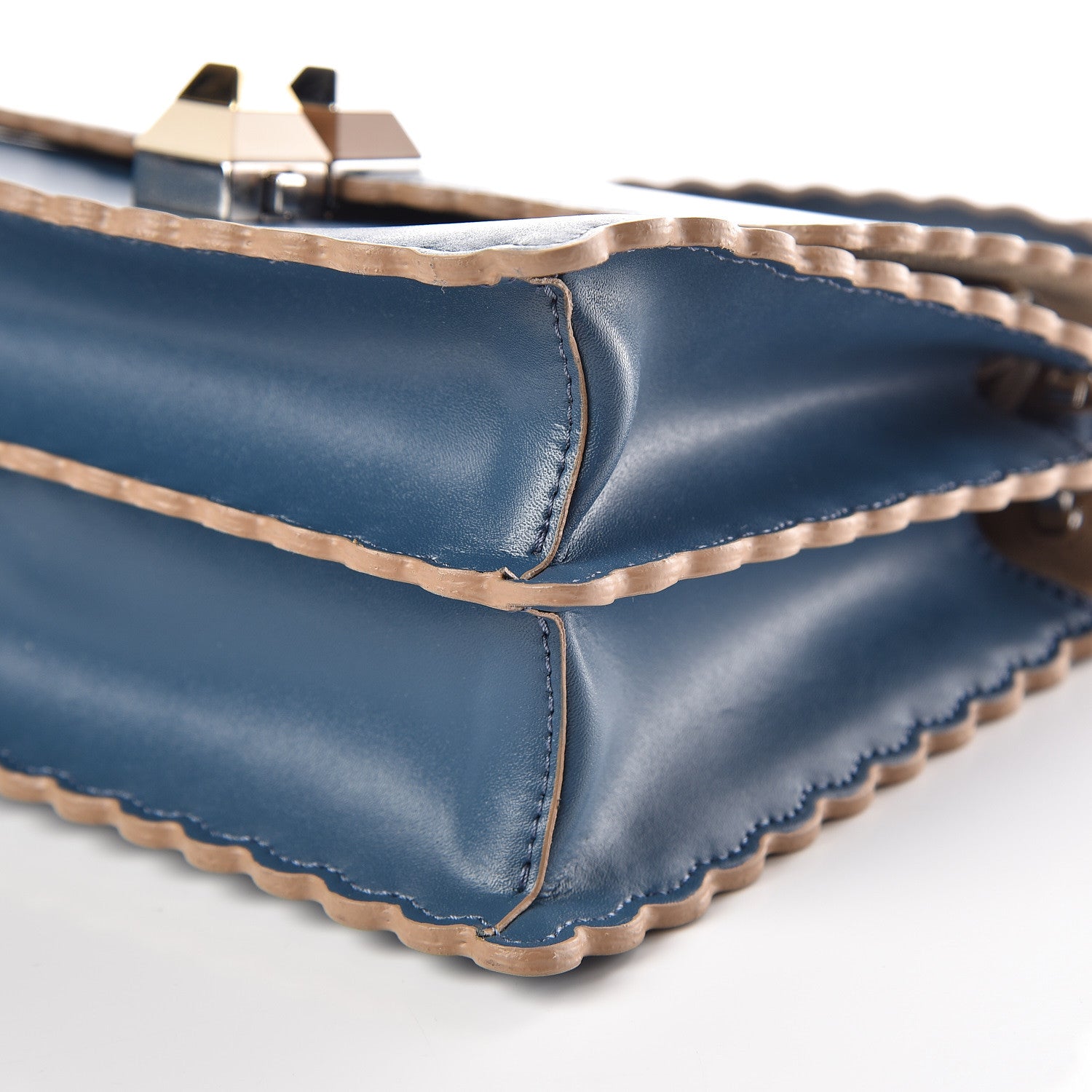 Fendi Vitello Liberty Scalloped Studded Small Kan I Shoulder Bag Balena 6 of 9