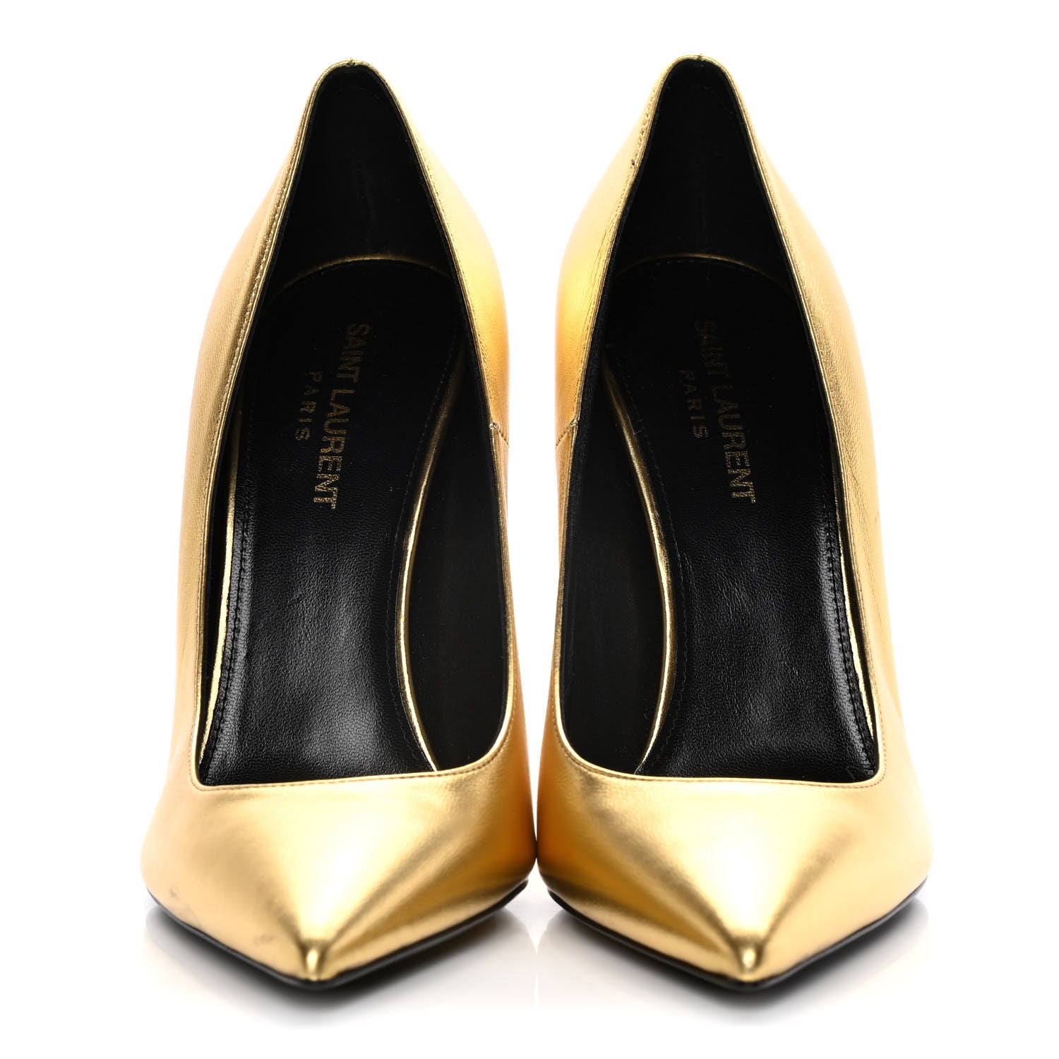 Saint Laurent Calfskin Opyum 100 Pumps 39 Gold 2 of 16