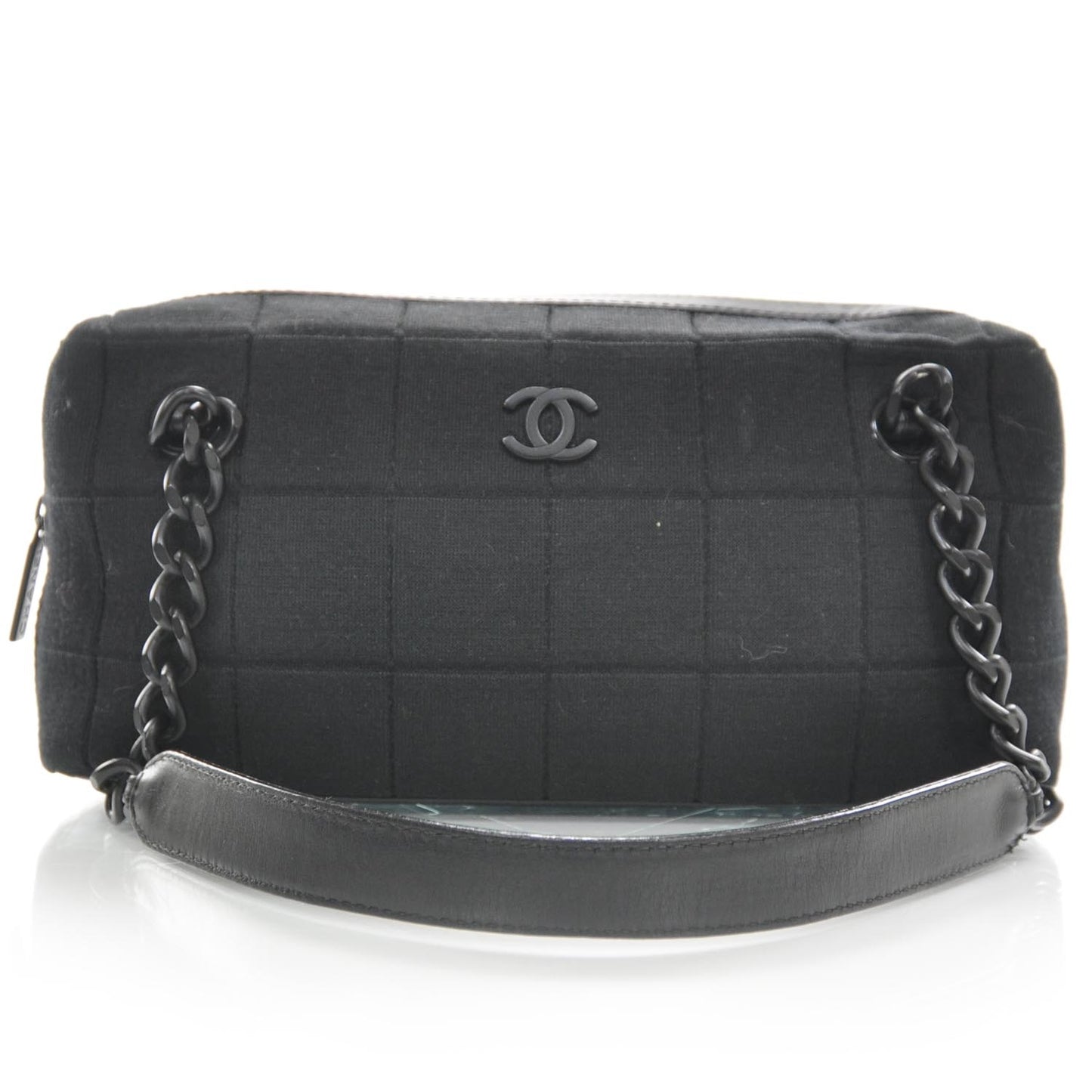 Jersey Chocolate Bar Quilted Shoulder Bag Black