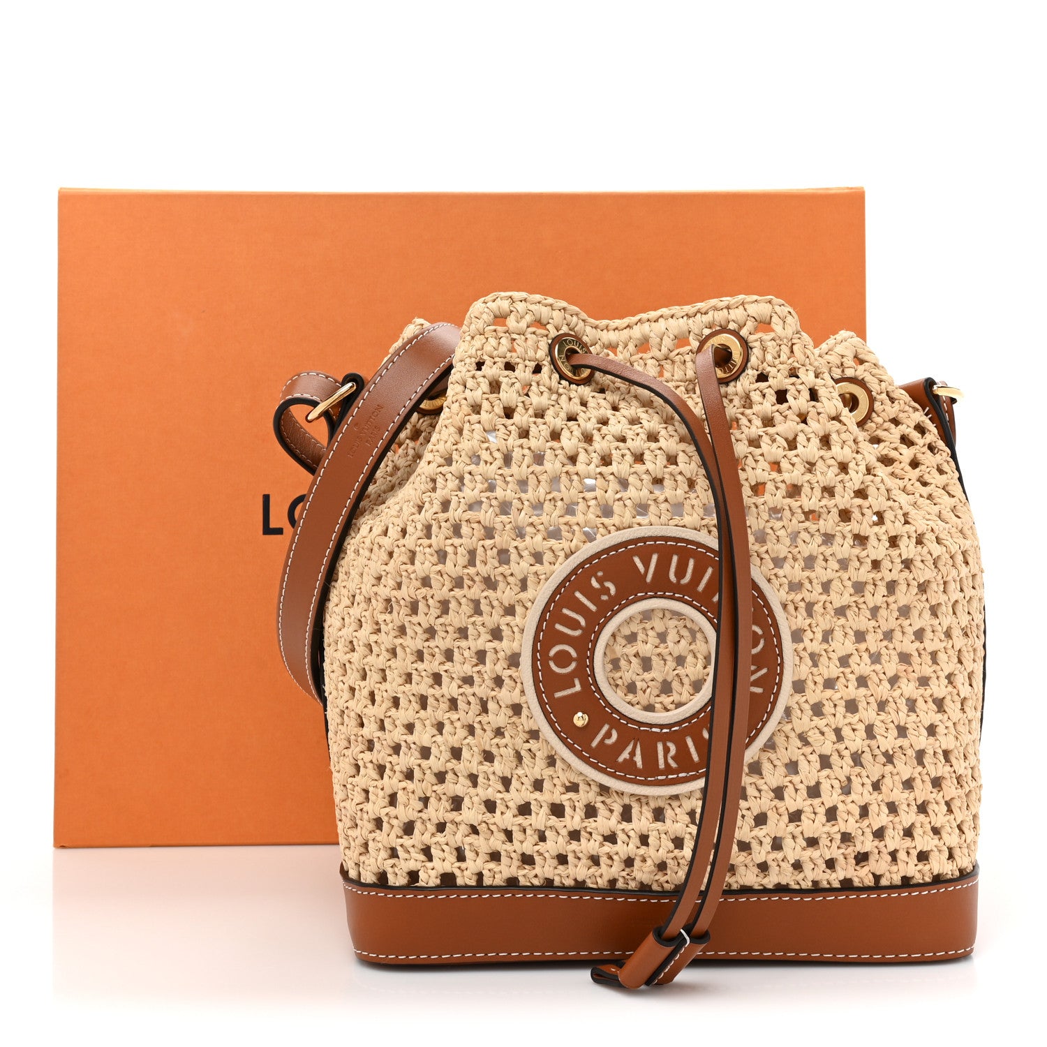 Louis Vuitton Raffia Calfskin Noe BB Natural Tan 9 of 9