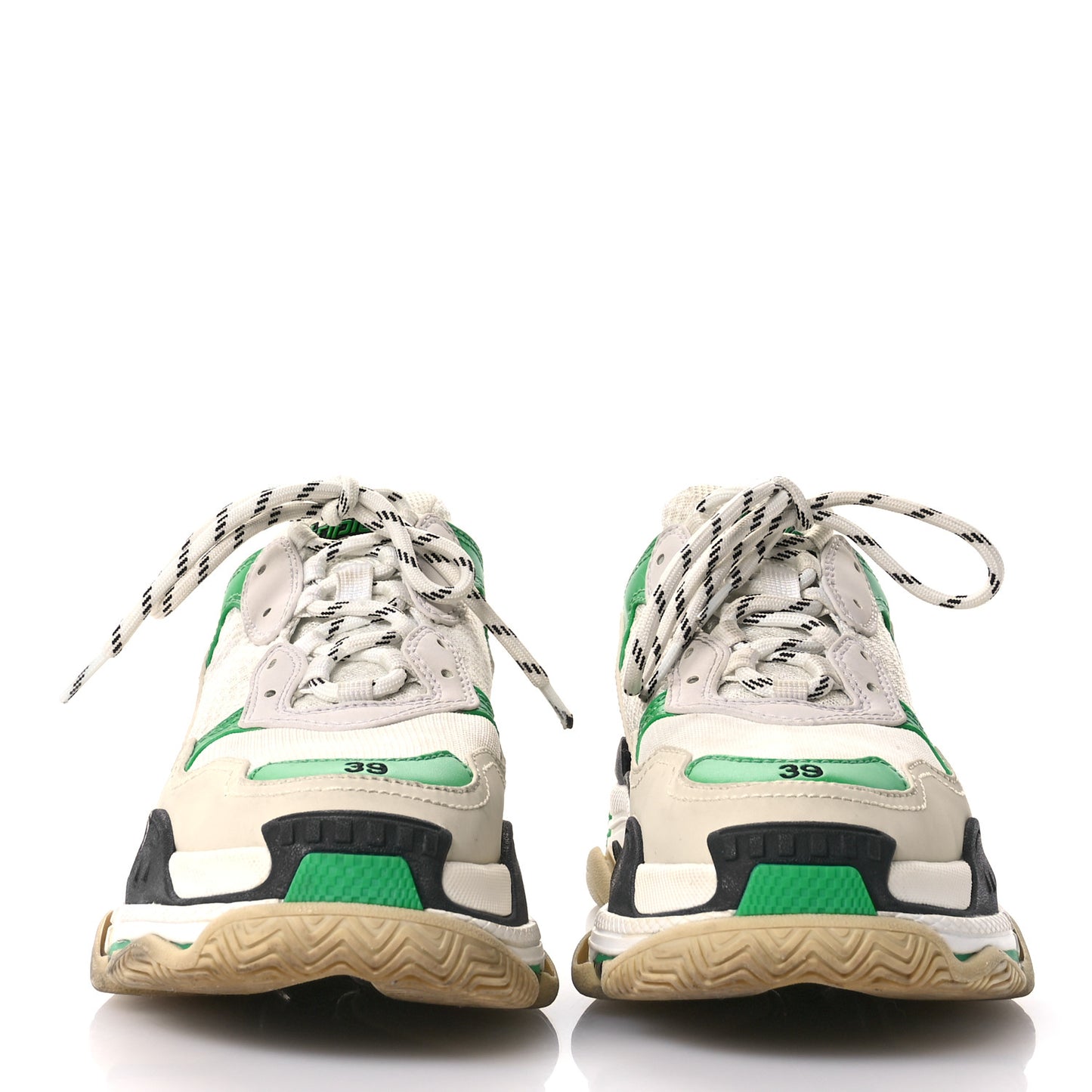 Fabric Mesh Washed Effect Womens Triple S Sneakers 39 Dark Green White