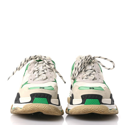 Balenciaga Fabric Mesh Washed Effect Womens Triple S Sneakers 39 Dark Green White 3 of 7