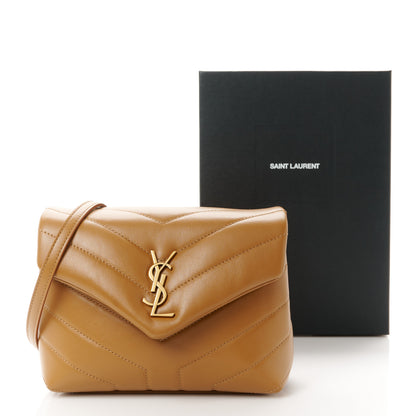 Saint Laurent Calfskin Y Quilted Monogram Toy Loulou Crossbody Bag Dark Natural 12 of 12