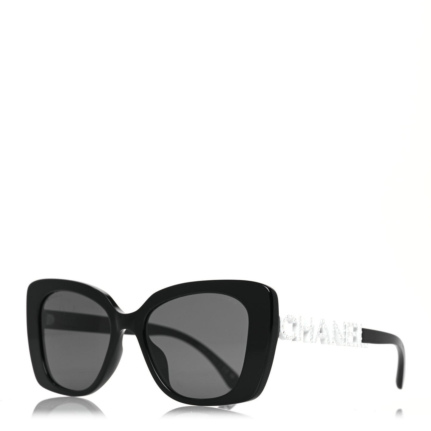 Acetate Strass Square Sunglasses 5422-B-A Black White