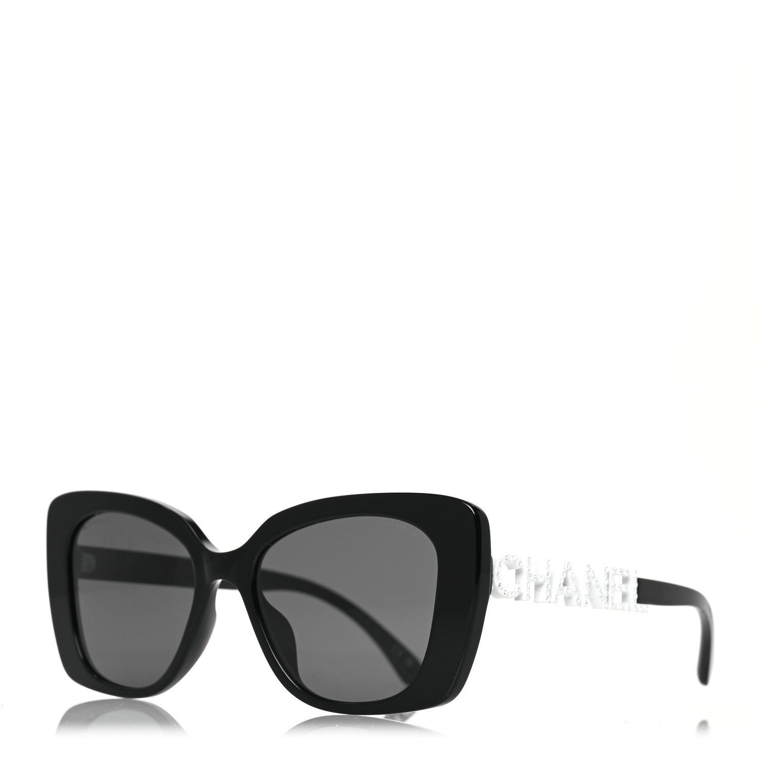 Chanel Acetate Strass Square Sunglasses 5422-B-A Black White 1 of 8