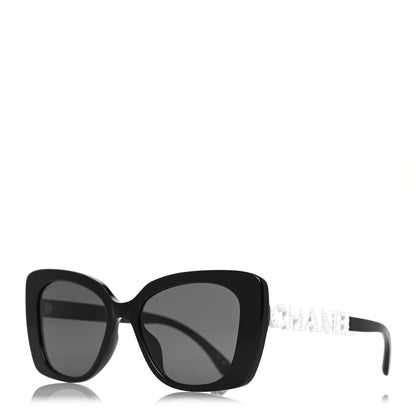 Chanel Acetate Strass Square Sunglasses 5422-B-A Black White 1 of 8