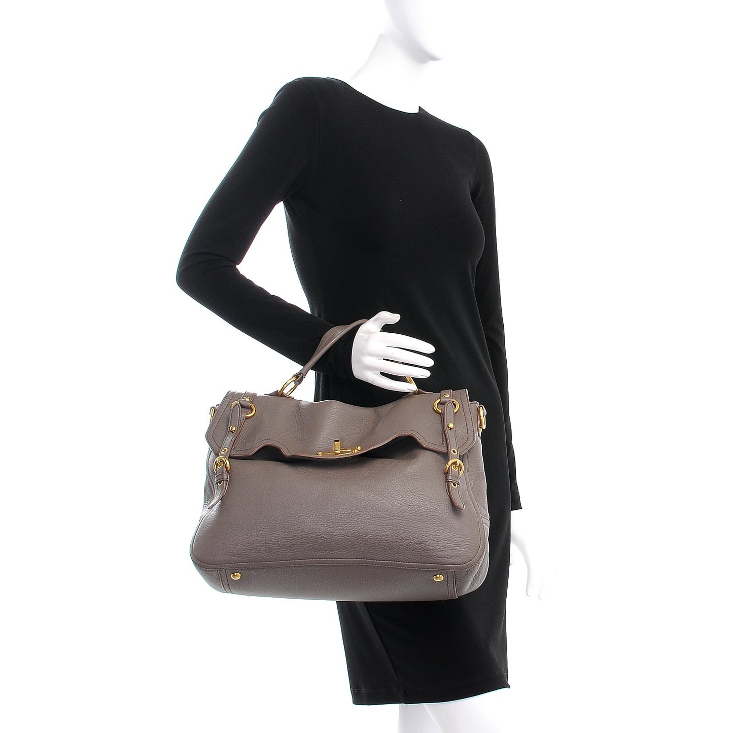 Cervo Front Buckle Satchel Taupe