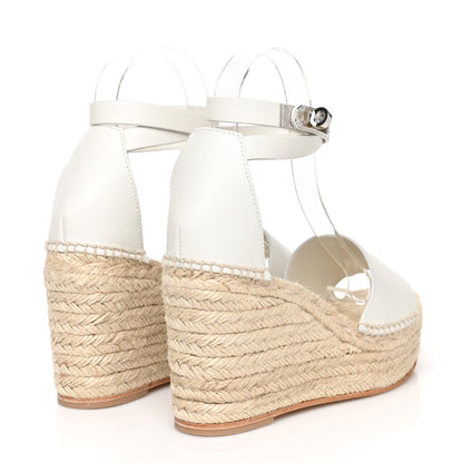 Hermes Calfskin Tipoli Espadrille Wedges 37 White 4 of 10