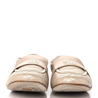 Chanel Laminated Lambskin Womens Quilted Elastic CC Moccasin Loafers 41.5 Beige 2 of 9
