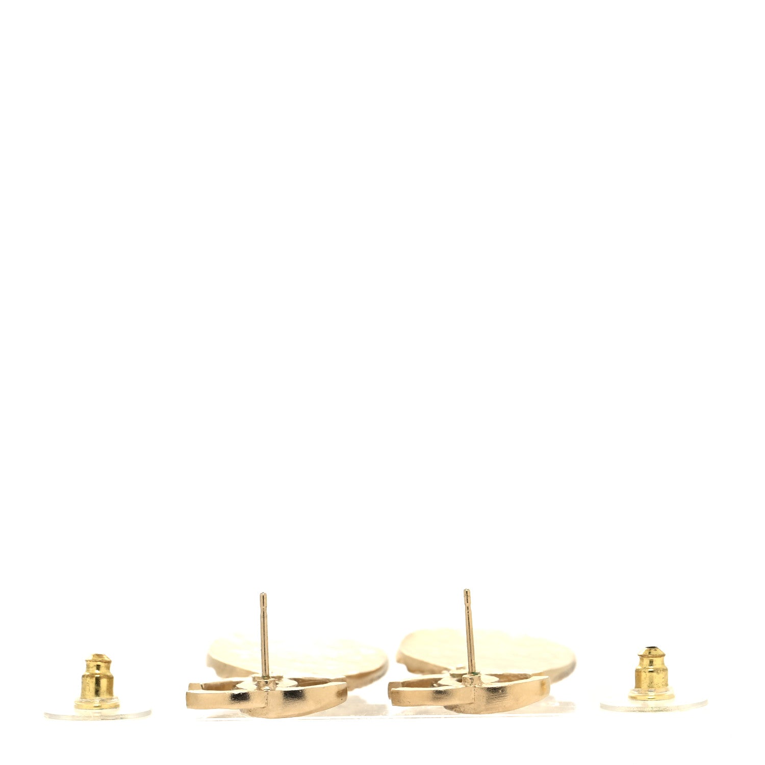 Chanel Crystal CC Medallion Drop Earrings Gold 3 of 4