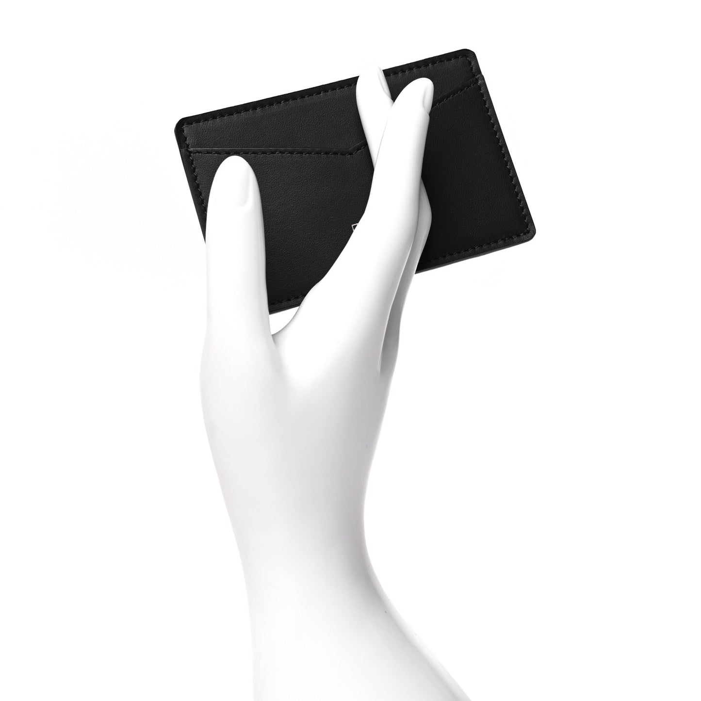 Vitello Century Matte Glazed Fabric FF Card Holder Tobacco Black
