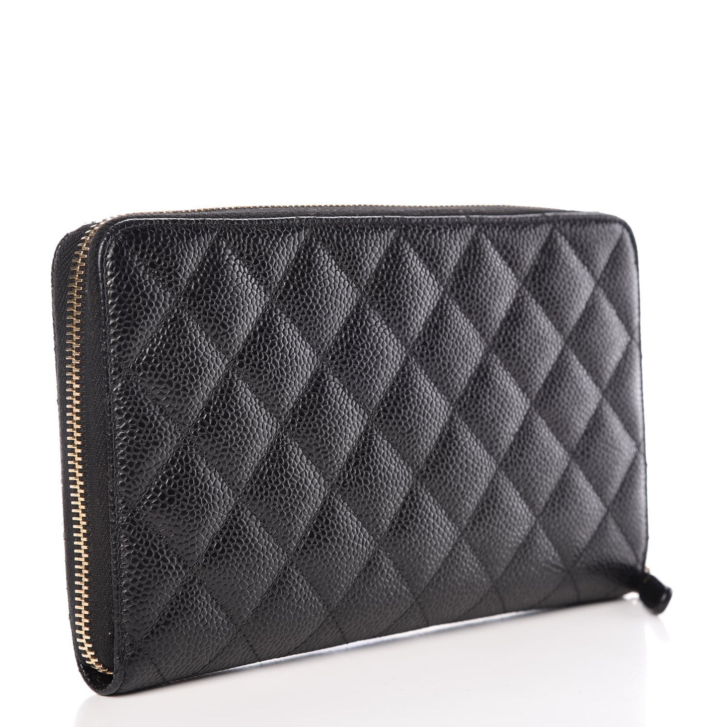 Caviar Quilted Large Zip Around Organizer Wallet Black