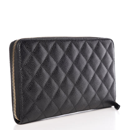 Chanel Caviar Quilted Large Zip Around Organizer Wallet Black 3 of 12