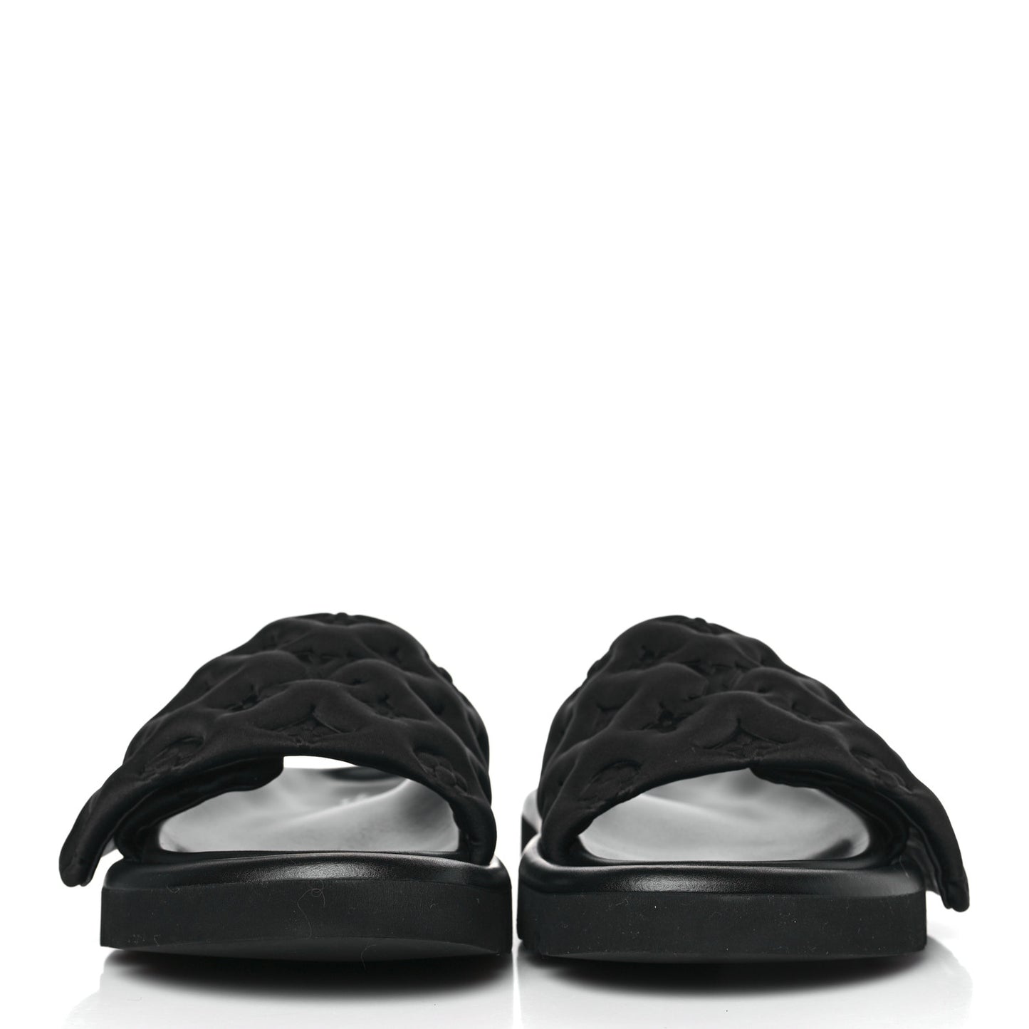 Technical Fabric Embossed Monogram Pool Pillow Comfort Mules 37 Black