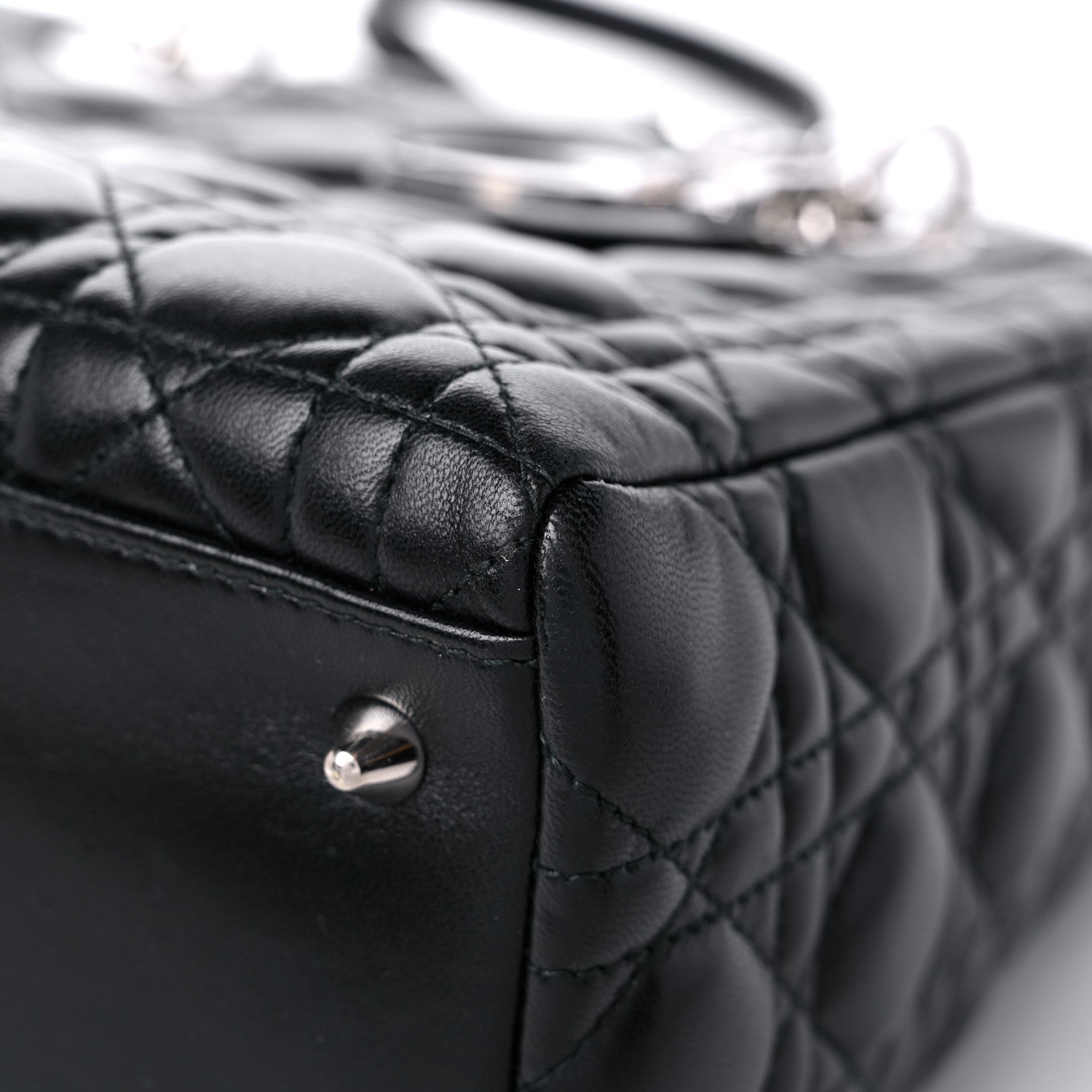 Christian Dior Lambskin Cannage Medium Lady Dior Black 9 of 13