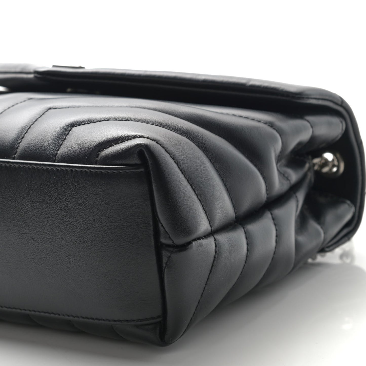 Calfskin Y Quilted Monogram Small Loulou Chain Satchel Black