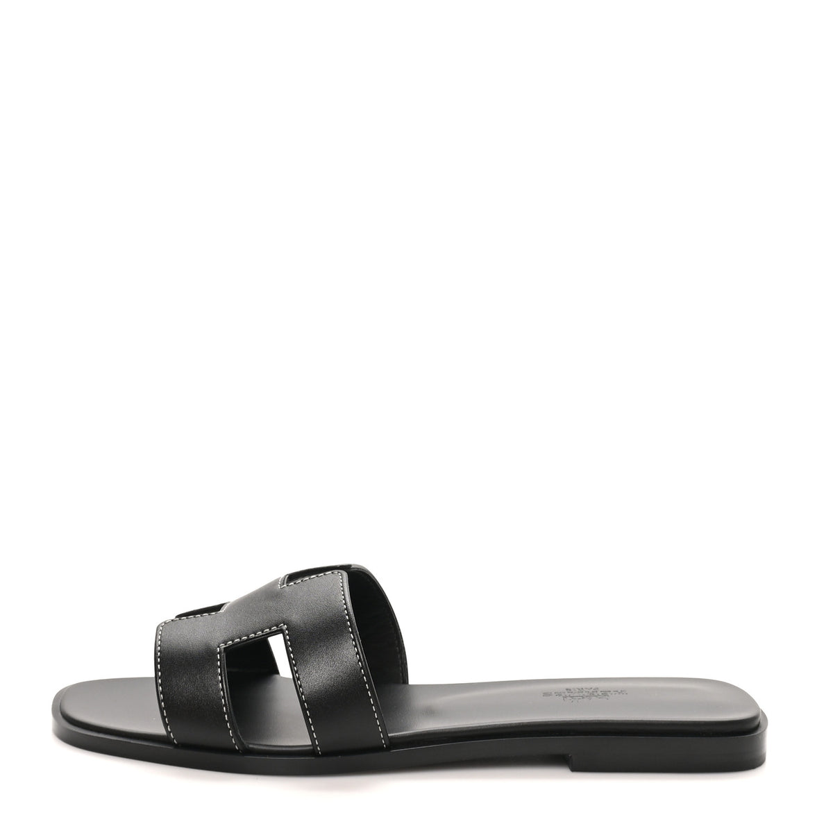 Hermes Box Calfskin Oran Sandals 38 Black 1 of 10