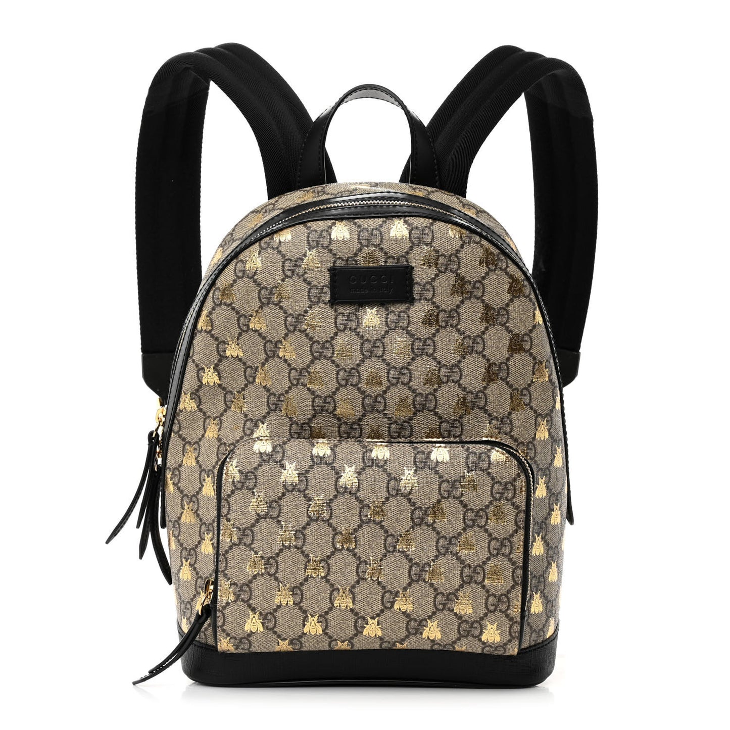GG Supreme Monogram Bees Print Small Day Backpack Beige Oro Black